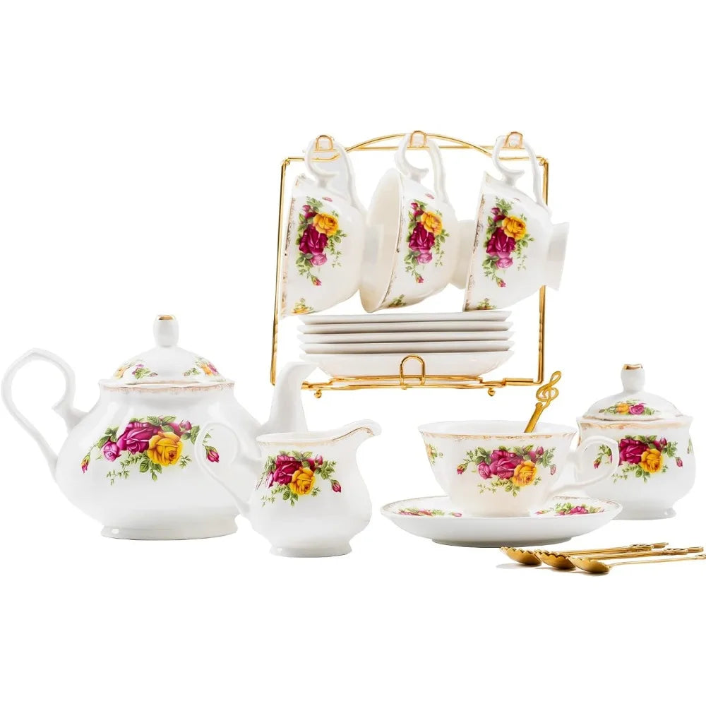 22 Piece Porcelain Tea Ceremony Set, Service for 6