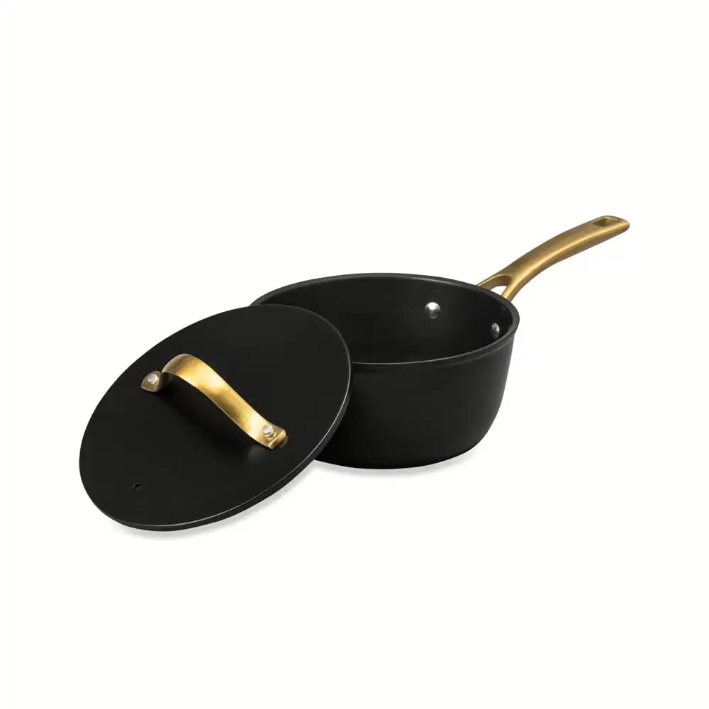 Heavy Duty 12 Piece Black Gold Non Stick Induction Cookware Set