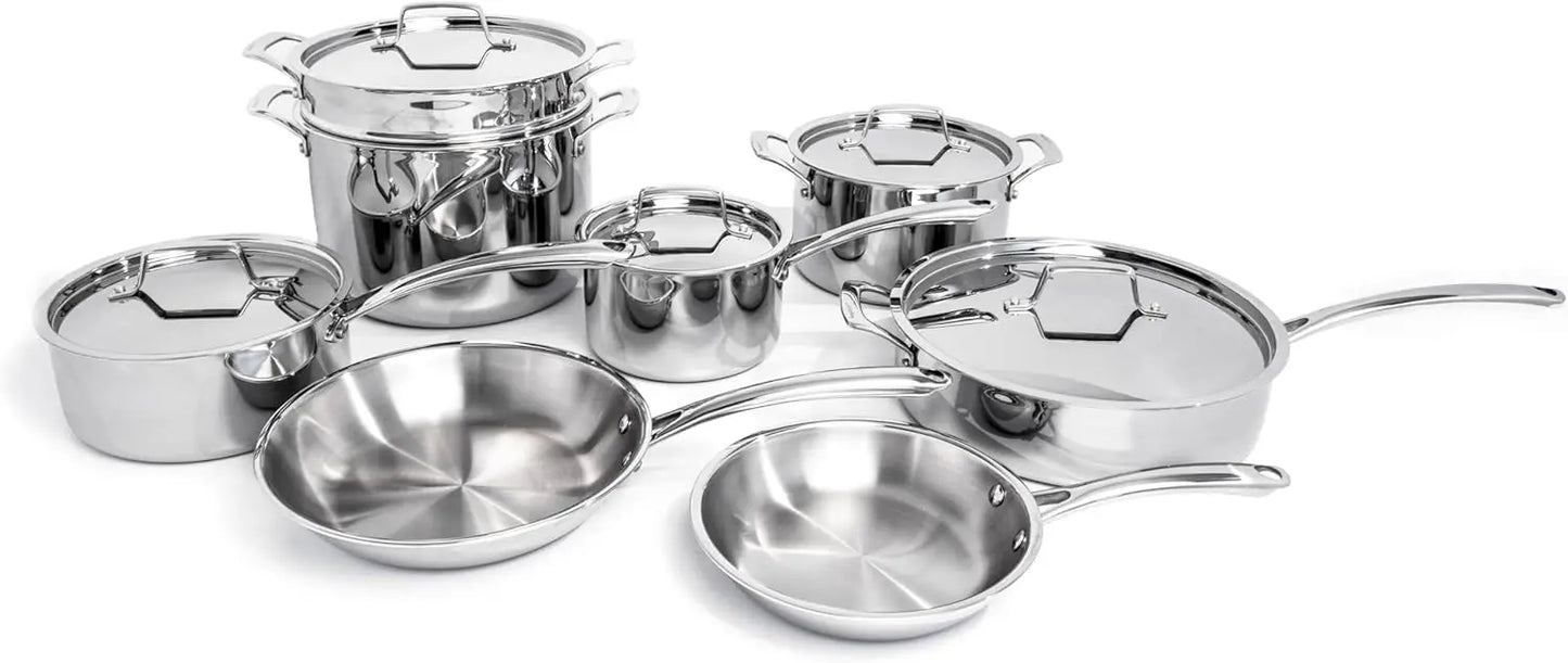 Professional Tri-Ply 18/10 Stainless Steel 13Pc Cookware Set