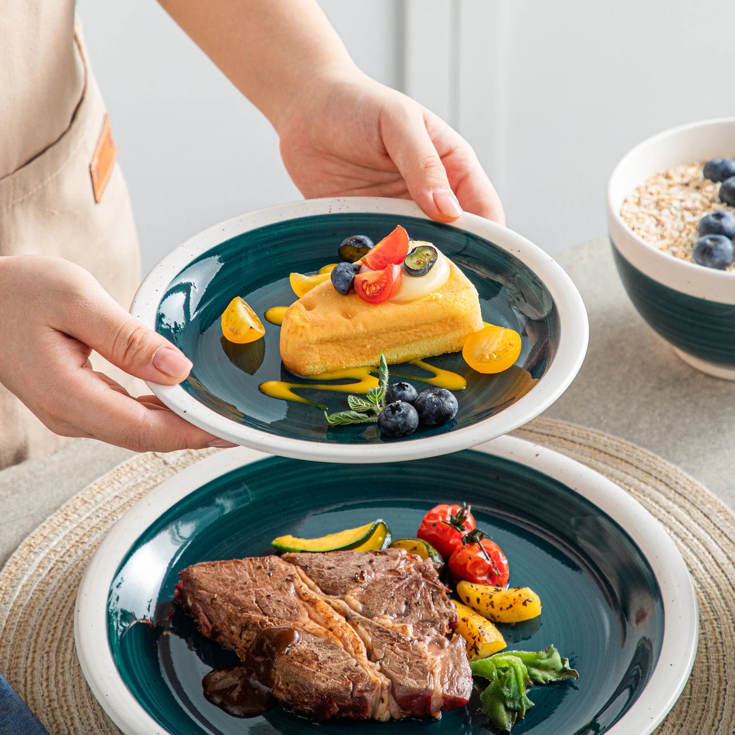 16/32 Piece  Stoneware Tableware Set with Dinner/Dessert Plate Cereal/Pasta Bowl  for 4/8