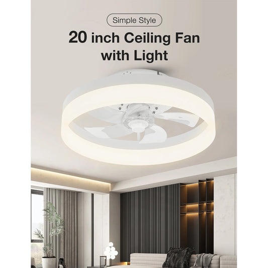 20 inch Flush Mount Modern Ceiling Fan Light