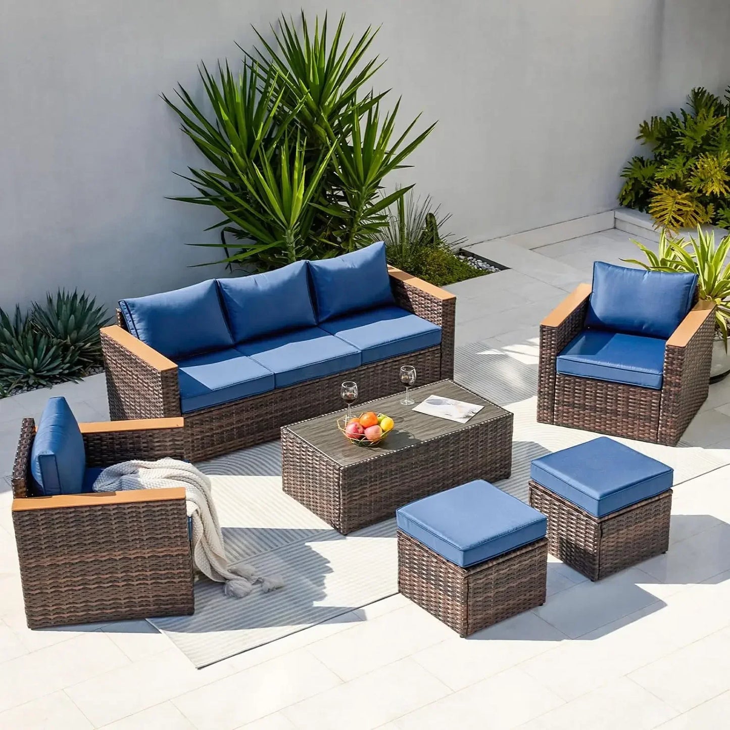 Exclusive Quick Install Patio Furniture Set w/Ottoman