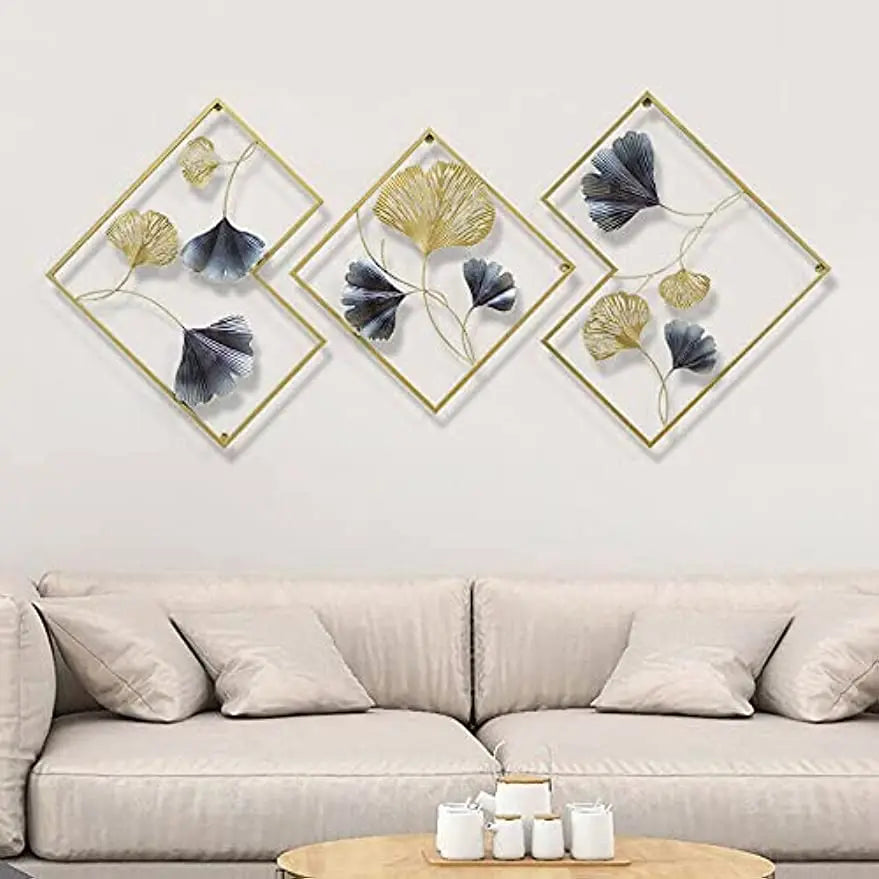 3Pcs Modern Ginkgo Metal 3D Wall Decoration