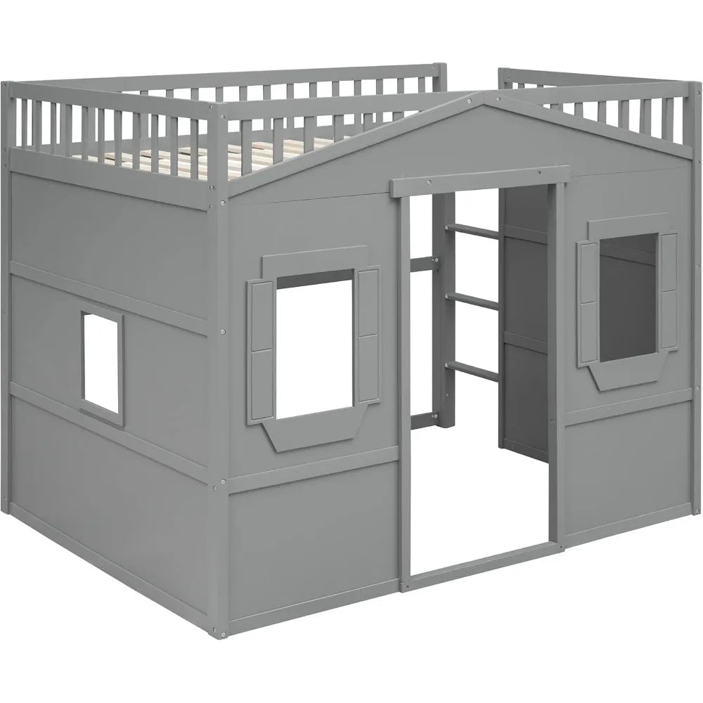 Twin Solid Wood Loft Bed Frame Playhouse