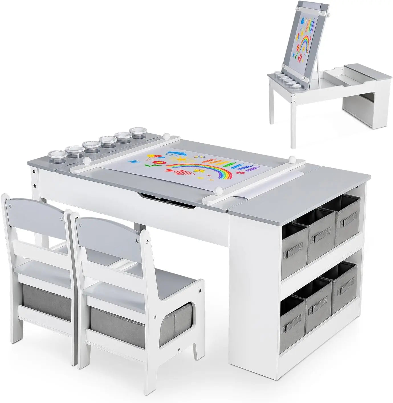 3 in 1 Kids Art Table & Easel Chair Set