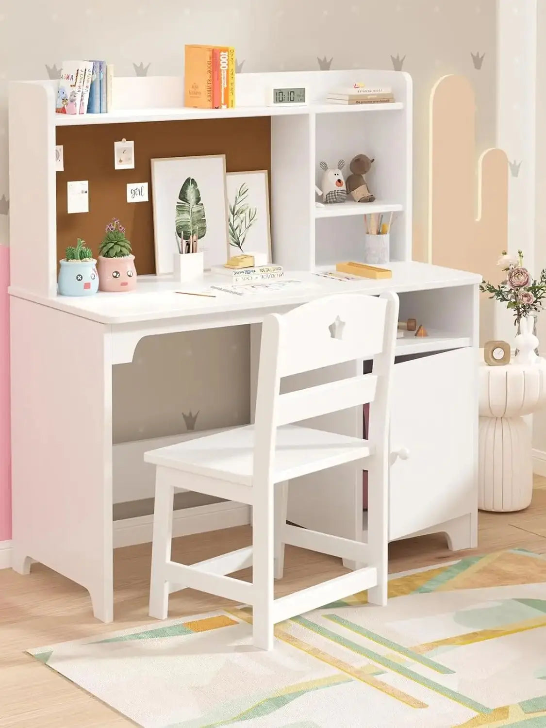 Kids Bookshelf & Organizer Study Desk & Chair Set