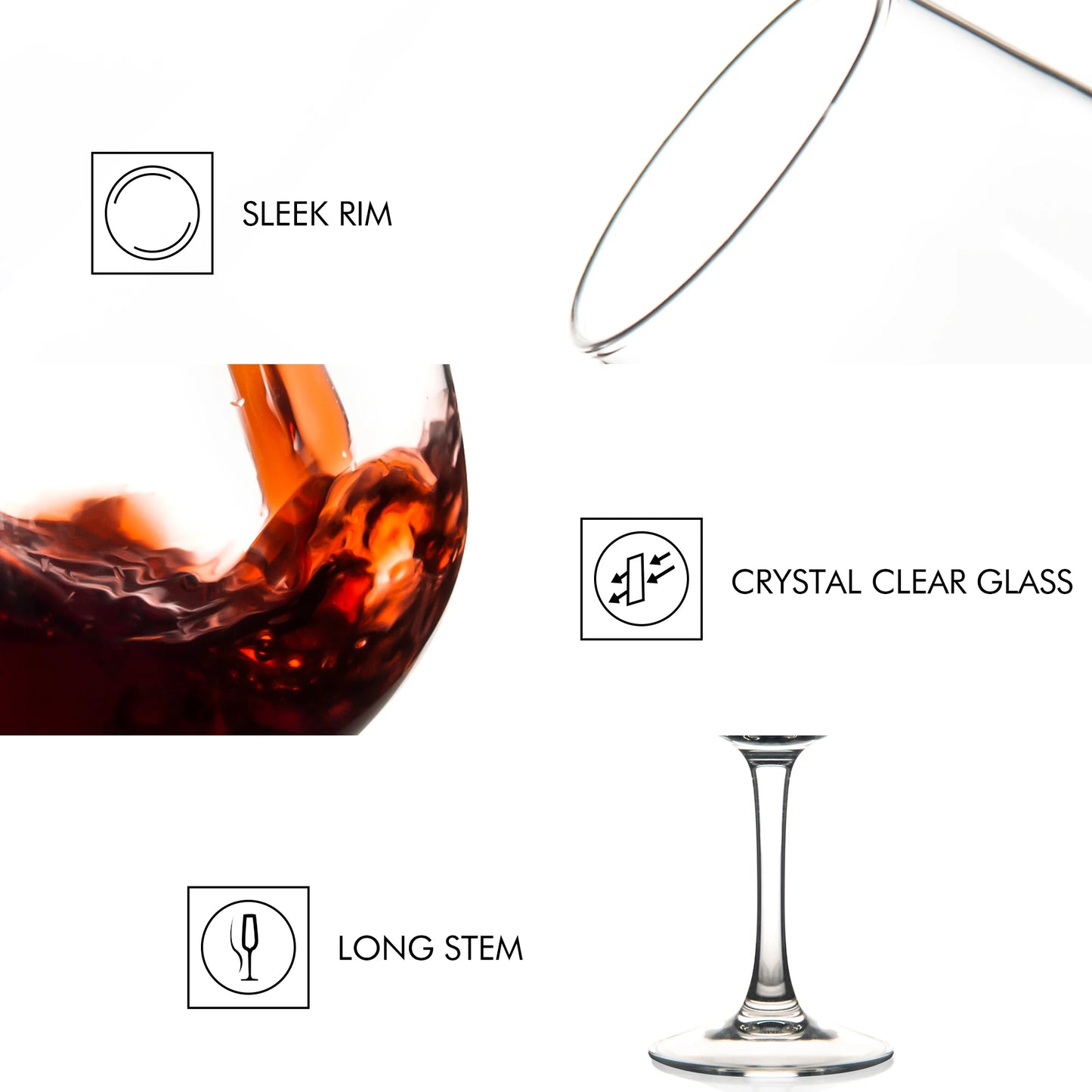 Set of 12 Shock Resistant Tempered Wine Glasses