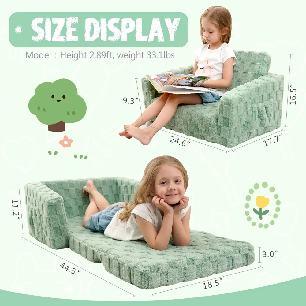 2-in-1 Flannel Fold Out Kid's Couch