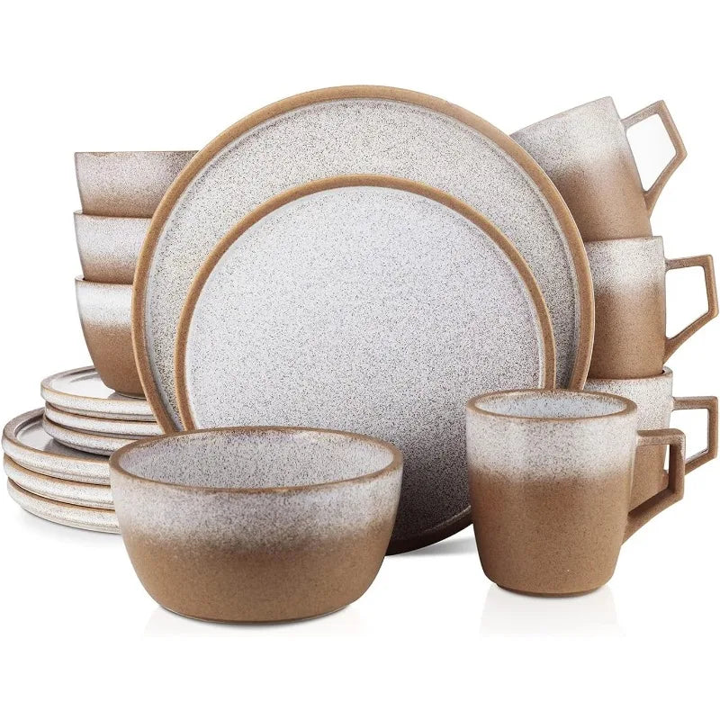 Tom Stoneware Reactive Glaze Dinnerware Set, 16/32 piece