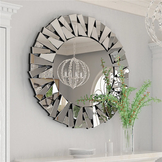Unique Sunburst Decorative Round Wall Mirror