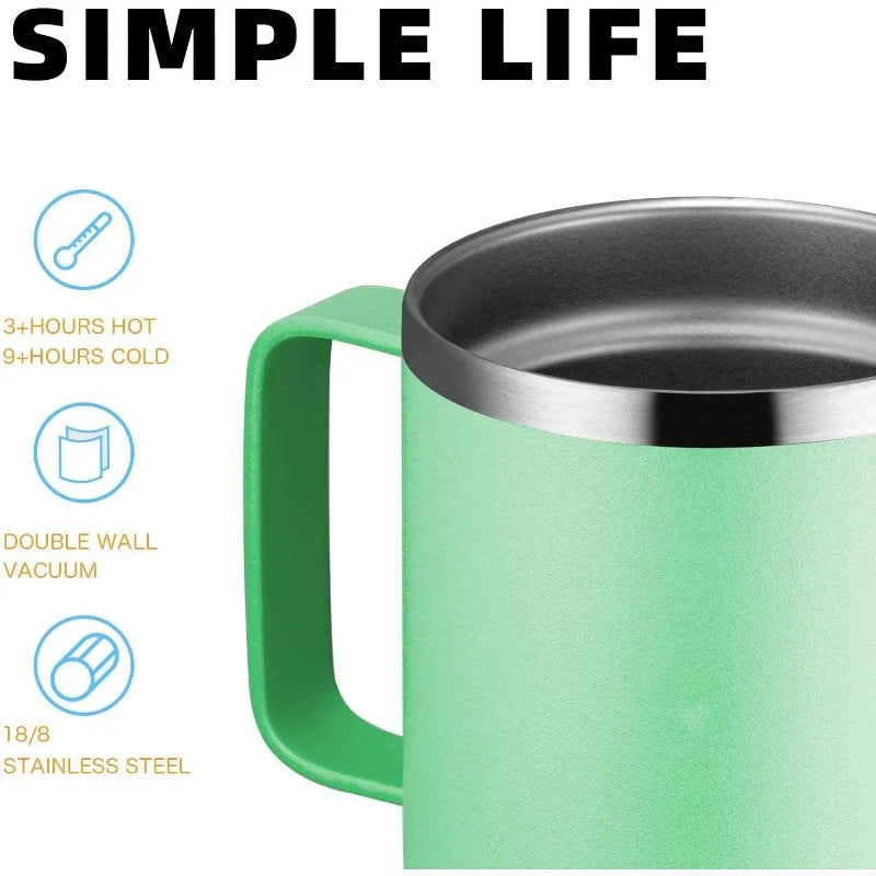 12oz Stainless Steel Insulated Coffee Mug With Handle