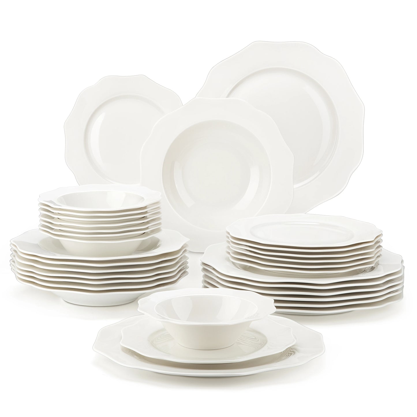 16/32-PIECE Nordic European White Porcelain Tableware Set