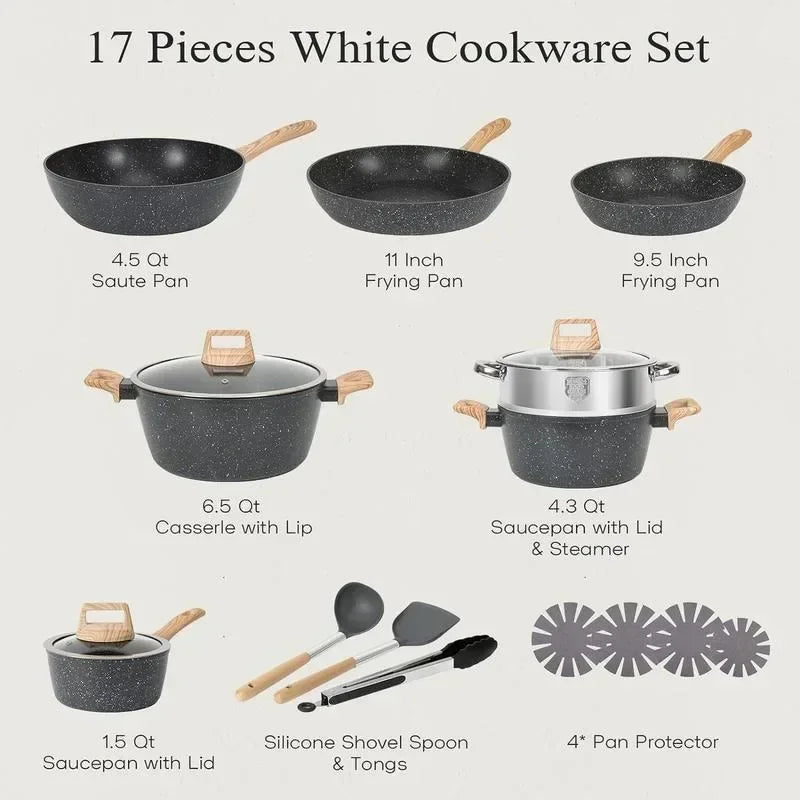 12pcs Nonstick Granite Cooking Set