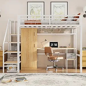 Bellemave Full Size loft Bed with Desk