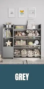 Kids Playroom Organization Shelving Unit with Removable Storage Bins