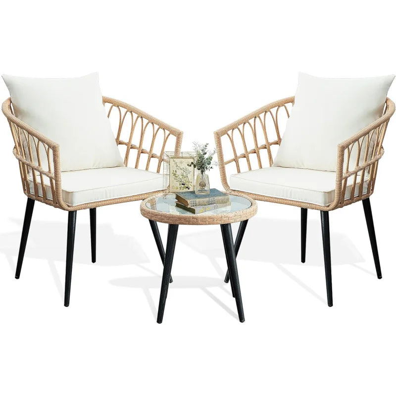 3 Piece Wicker Patio Bistro Set