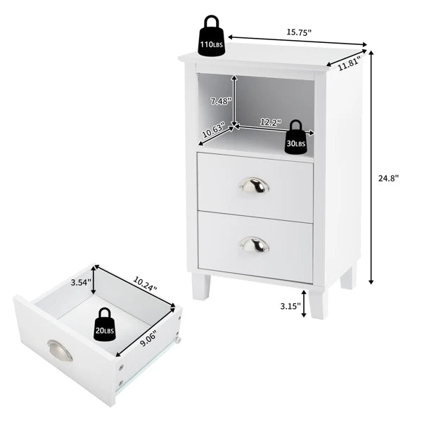 40*30*63cm White Bedside Table