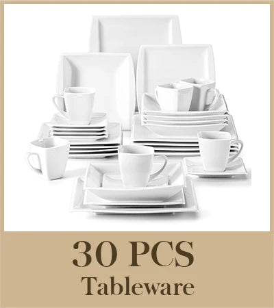 30/60PCS Marble Grey Porcelain Dinnerware Set