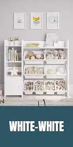 Kids Playroom Organization Shelving Unit with Removable Storage Bins