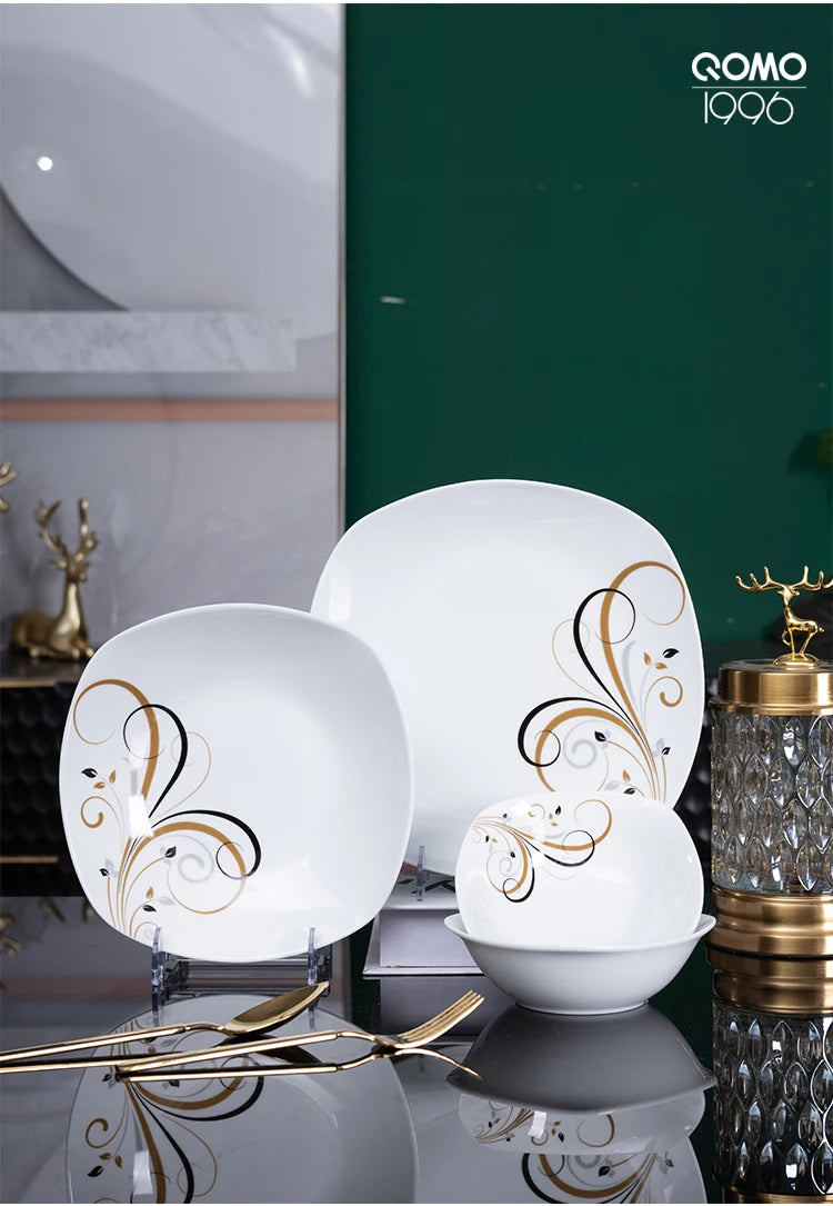 12/28-Piece Porcelain Dinnerware Set For 4