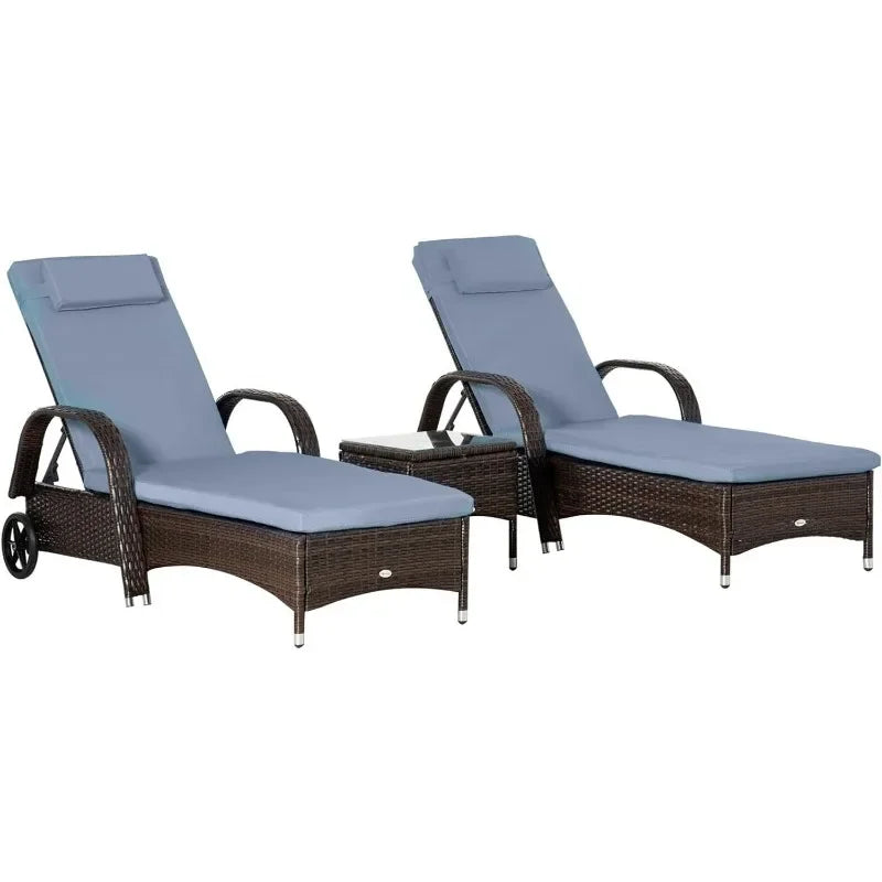 Wicker Outdoor Chaise Lounge, Set of 2