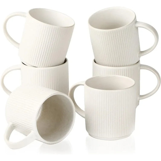 Coffee Mug Set for 6, 12 oz Catering Mugs with Handle