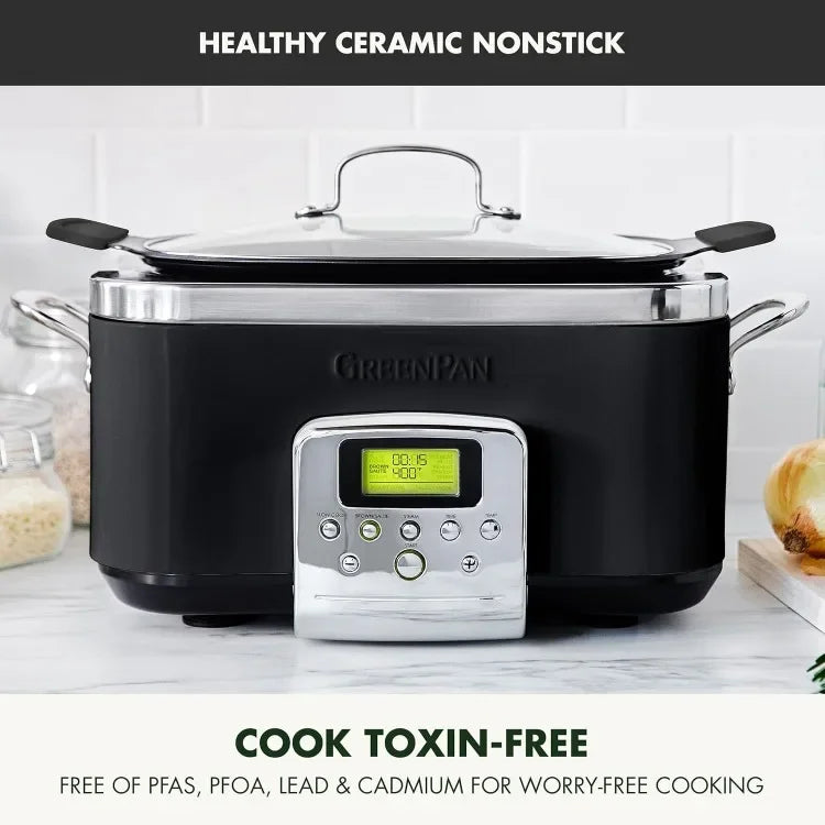 Elite 8 - in -1 Programmable 6QT Electric Slow Cooker, Black