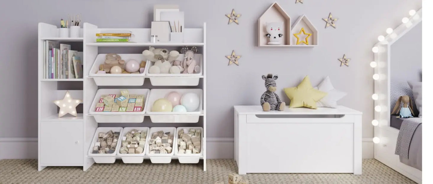 Kids Playroom Organization Shelving Unit with Removable Storage Bins