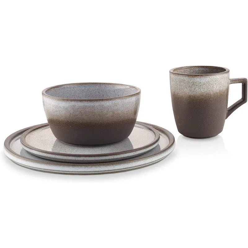 Tom Stoneware Reactive Glaze Dinnerware Set, 16/32 piece