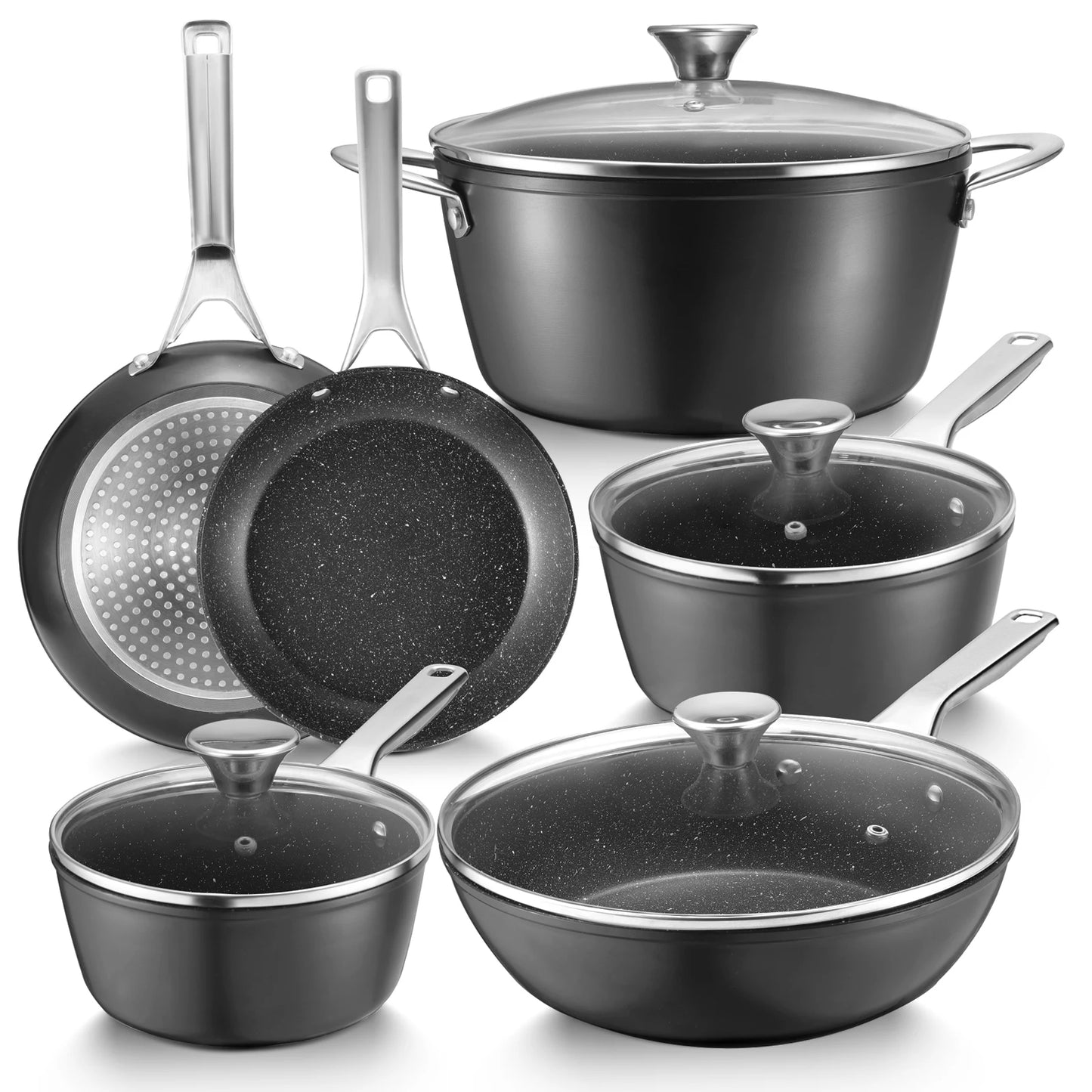 10-Piece, BEZIA Induction Nonstick Cookware Set