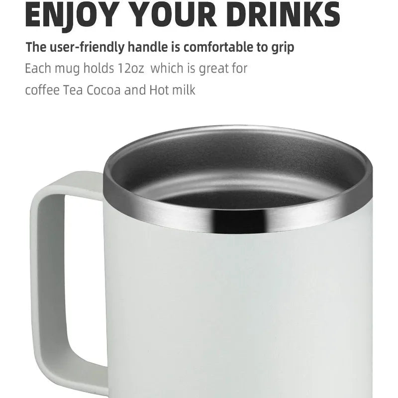 12oz Stainless Steel Insulated Coffee Mug With Handle