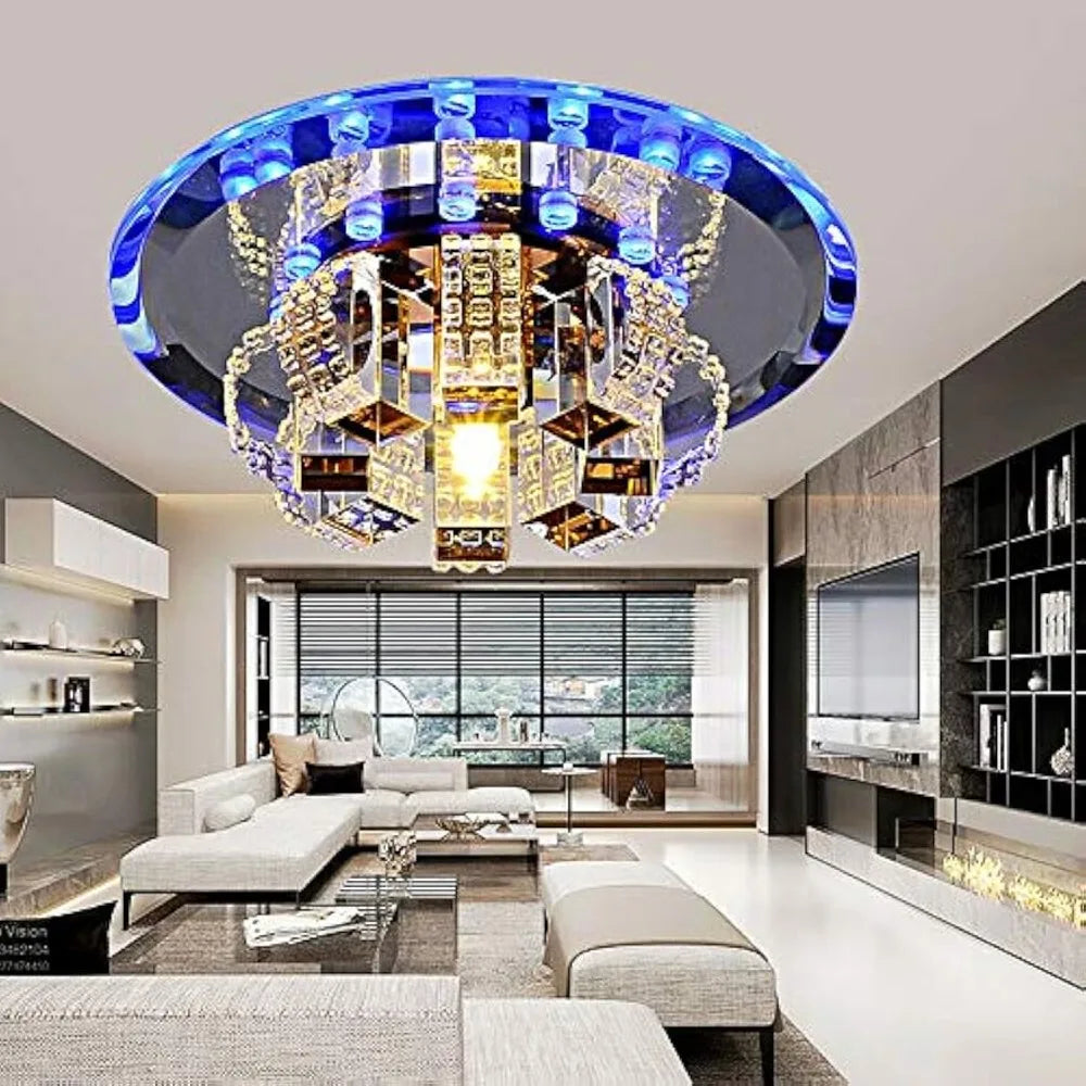 Modern Crystal Flush Mount LED Chandelier Light Fixture