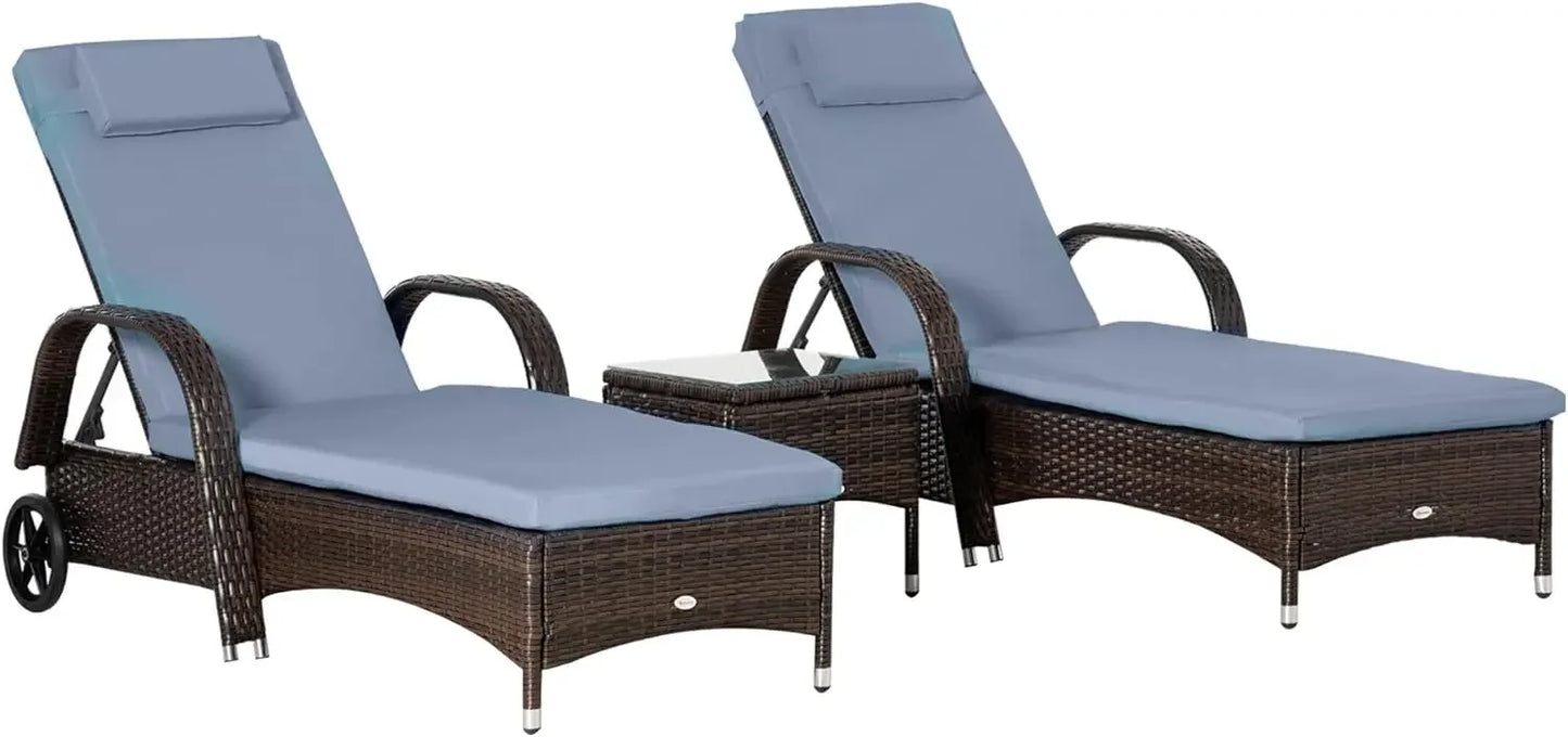 Wicker Outdoor Chaise Lounge, Set of 2