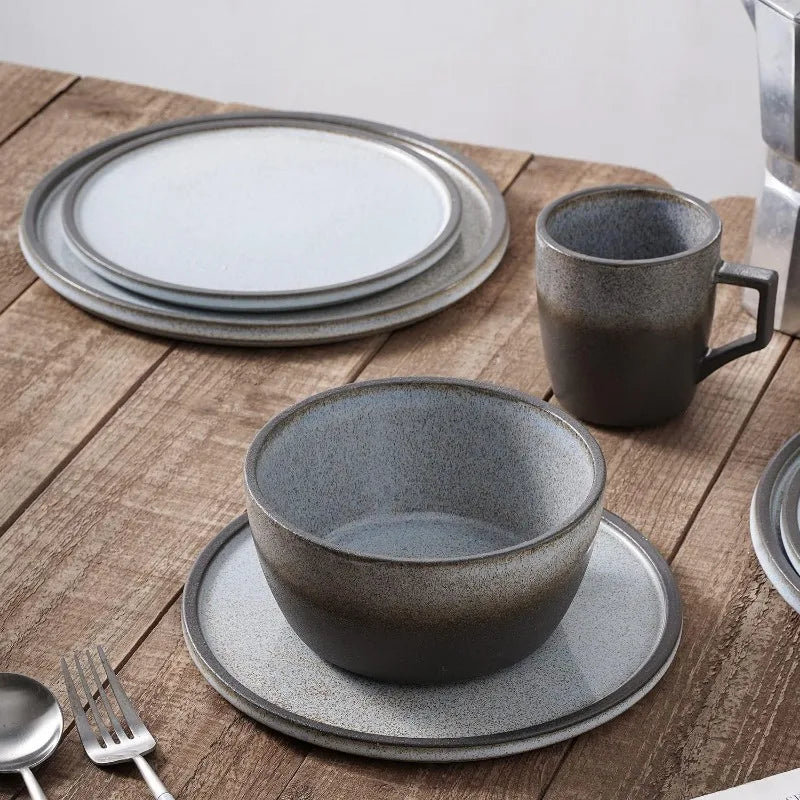 Tom Stoneware Reactive Glaze Dinnerware Set, 16/32 piece