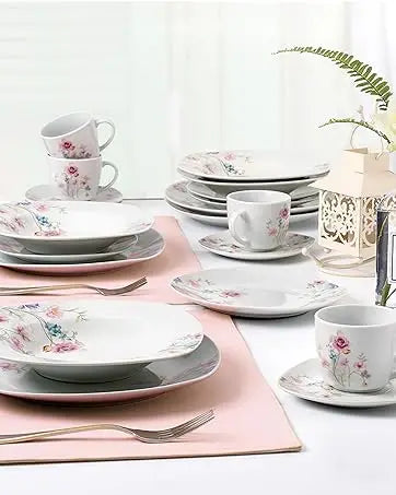 57-Piece 24K Gold Floral Design Dinnerware Set, Service for 8