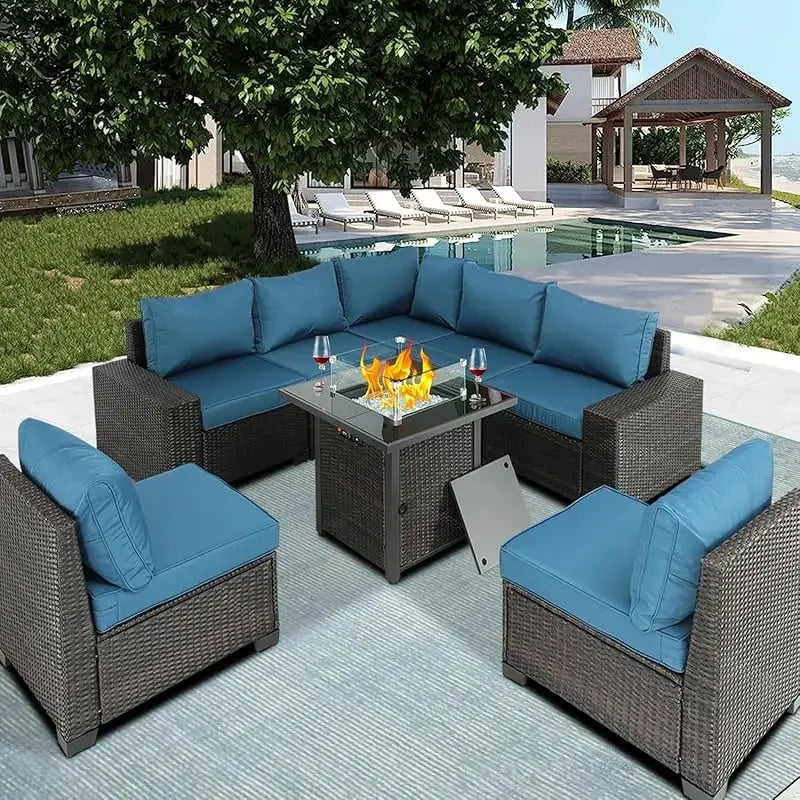 Wicker Rattan Sectional Sofa Patio Sets