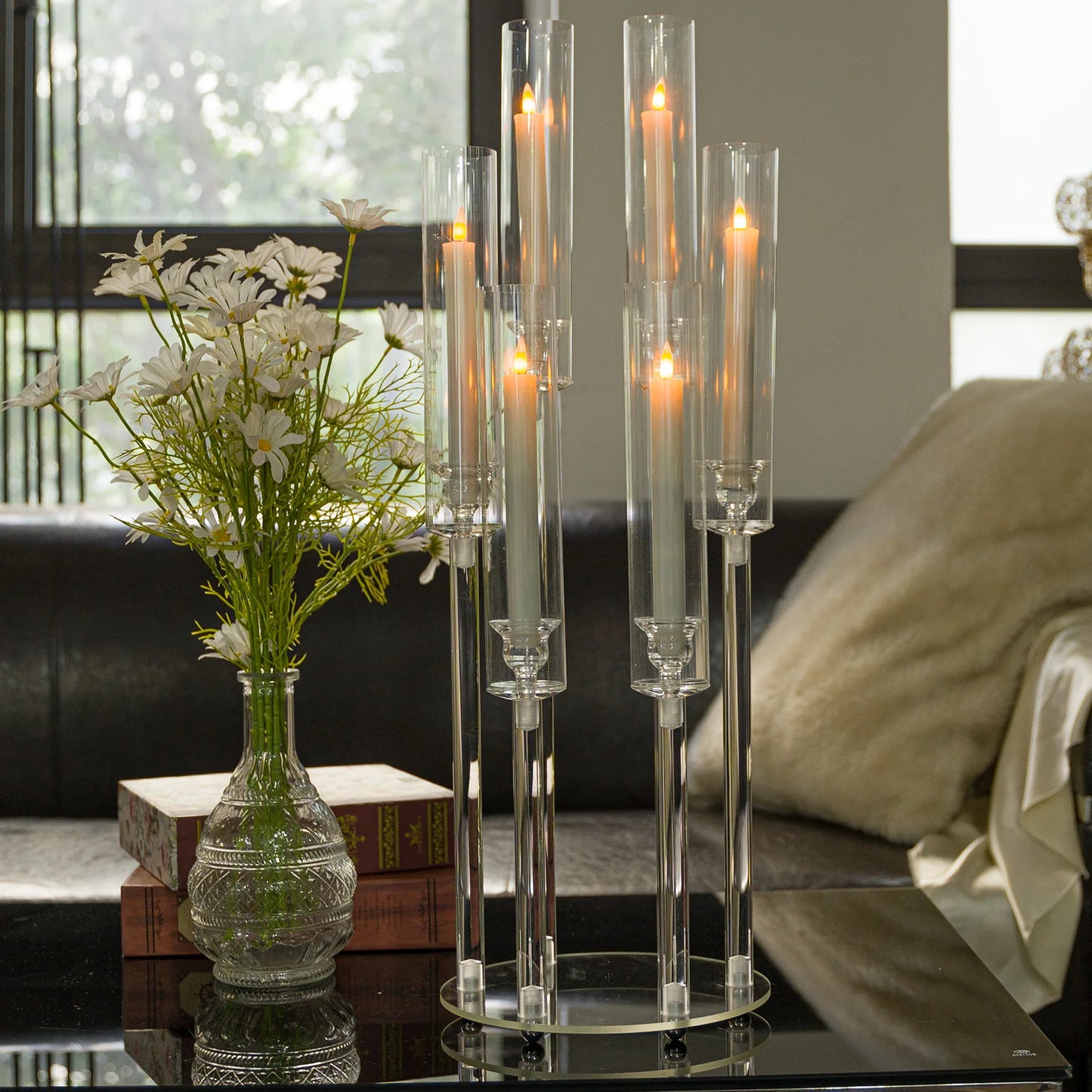 10pcs 6 Arm Clear Candelabras Candlestick Holder