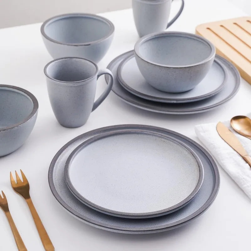 Tom Stoneware Reactive Glaze Dinnerware Set, 16/32 piece