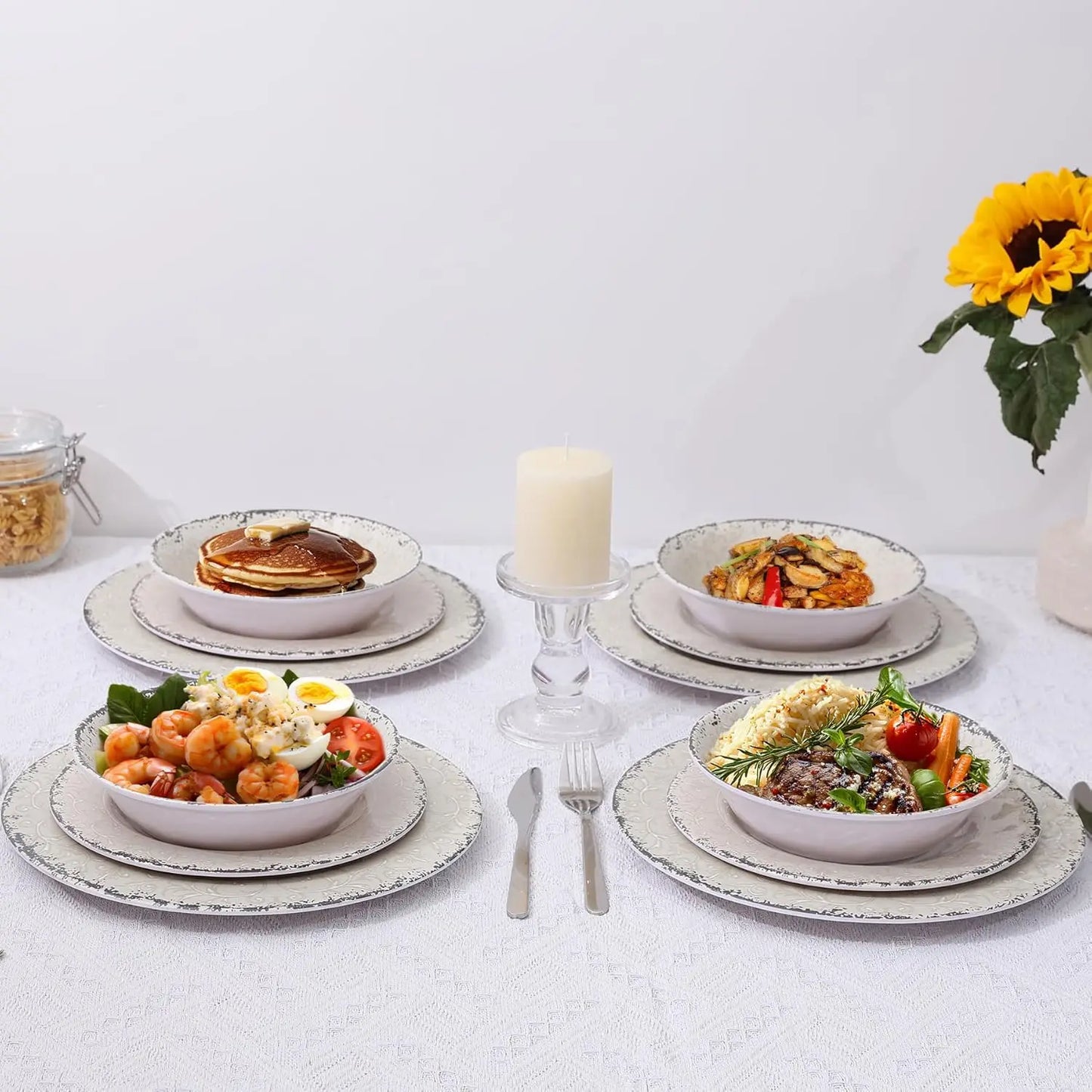 12-Piece Premium Melamine Dinnerware Set (Serves 4)