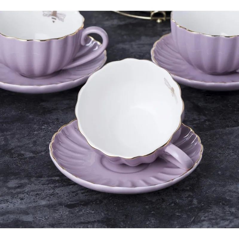 Cups& Saucer Service for 4, Teacup Set