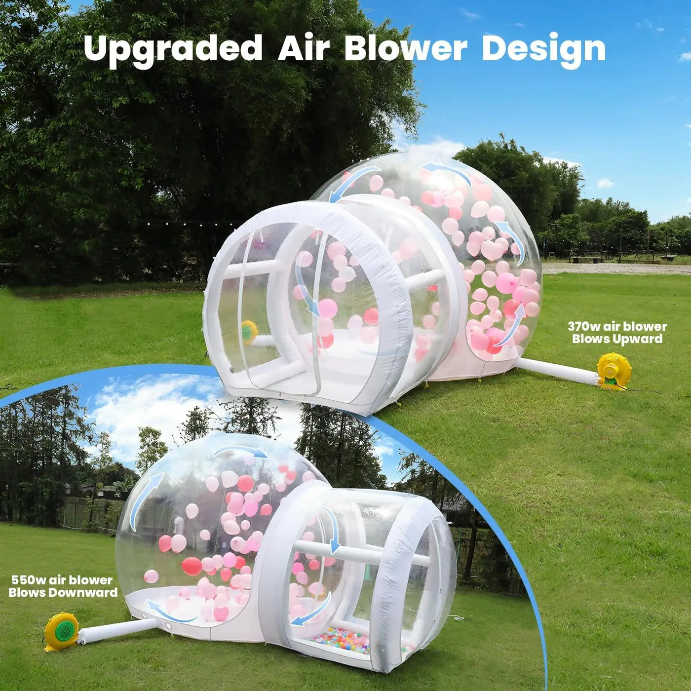 10FT Inflatable PVC Bubble House with Upgraded Double Air Duct