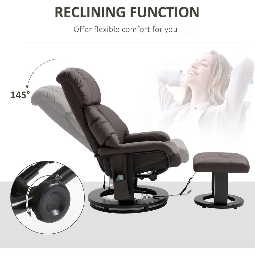 360° Swivel Massage Recliner Chair with Ottoman