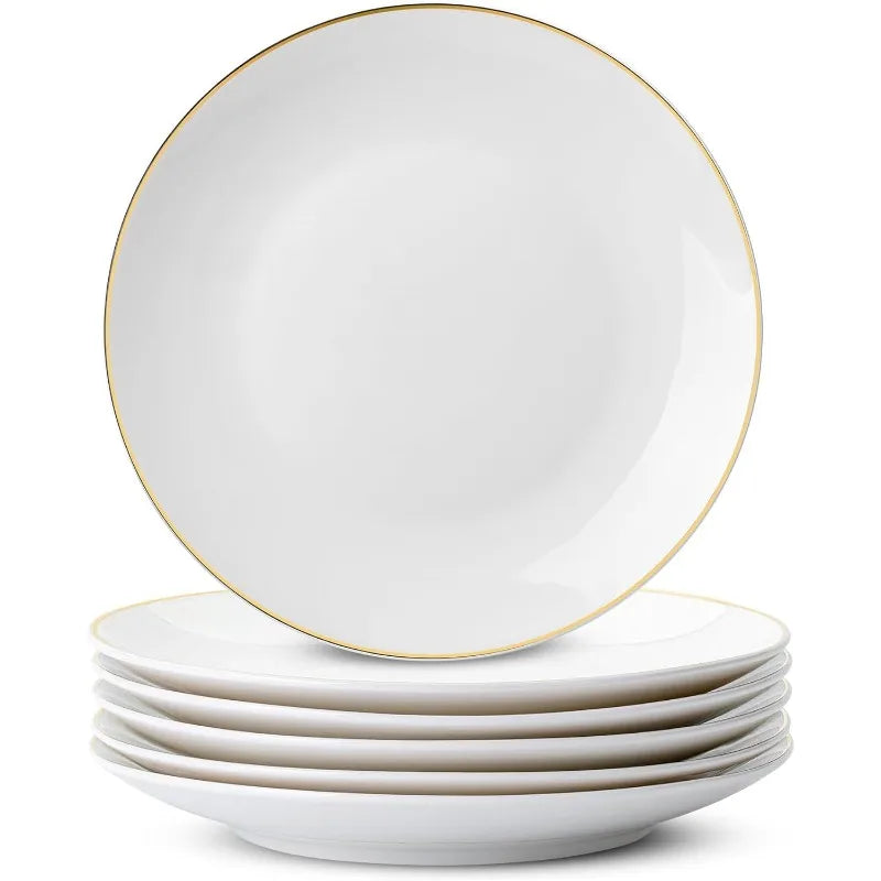 Set of 12, White Porcelain Dinner Plates, 10.5"