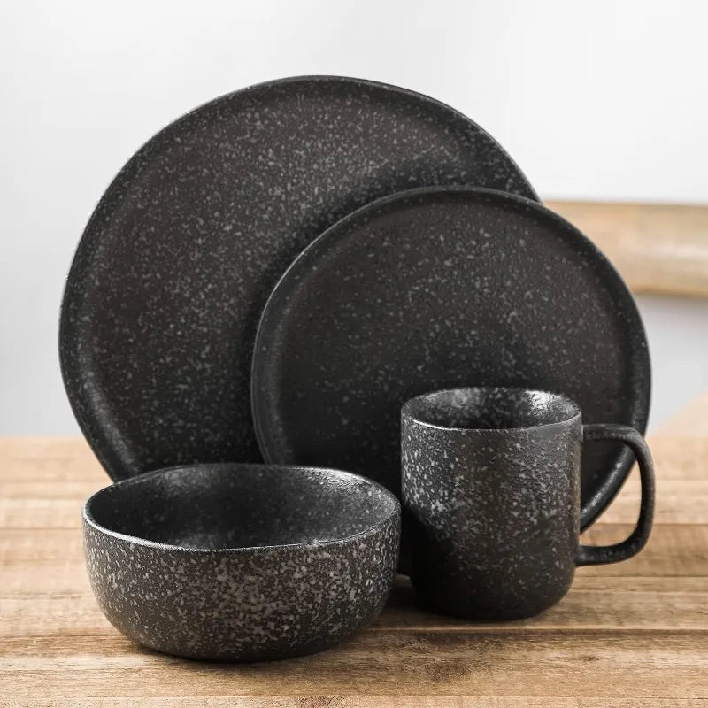 Tom Stoneware Reactive Glaze Dinnerware Set, 16/32 piece