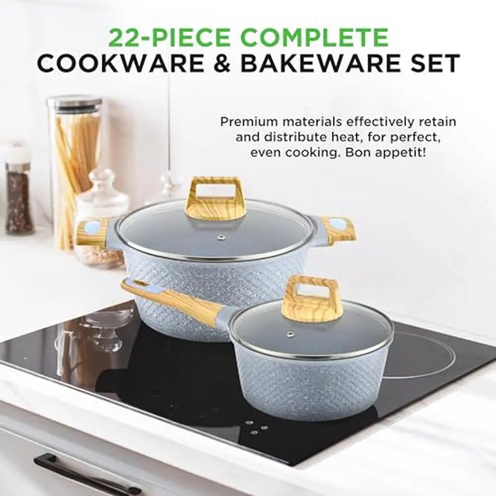 Marble 22-Piece Non-Stick Cookware Bakeware Set