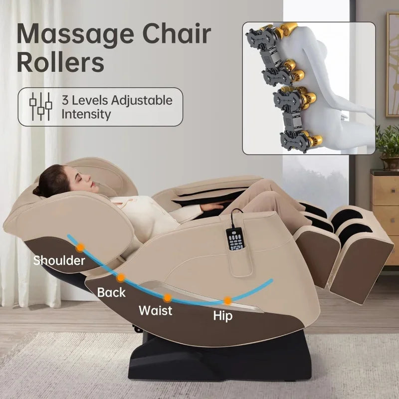 Full Body Zero Gravity Chair with Auto Modes, 8 Fix Point Rollers, Bluetooth, Foot Massage, Heating Function