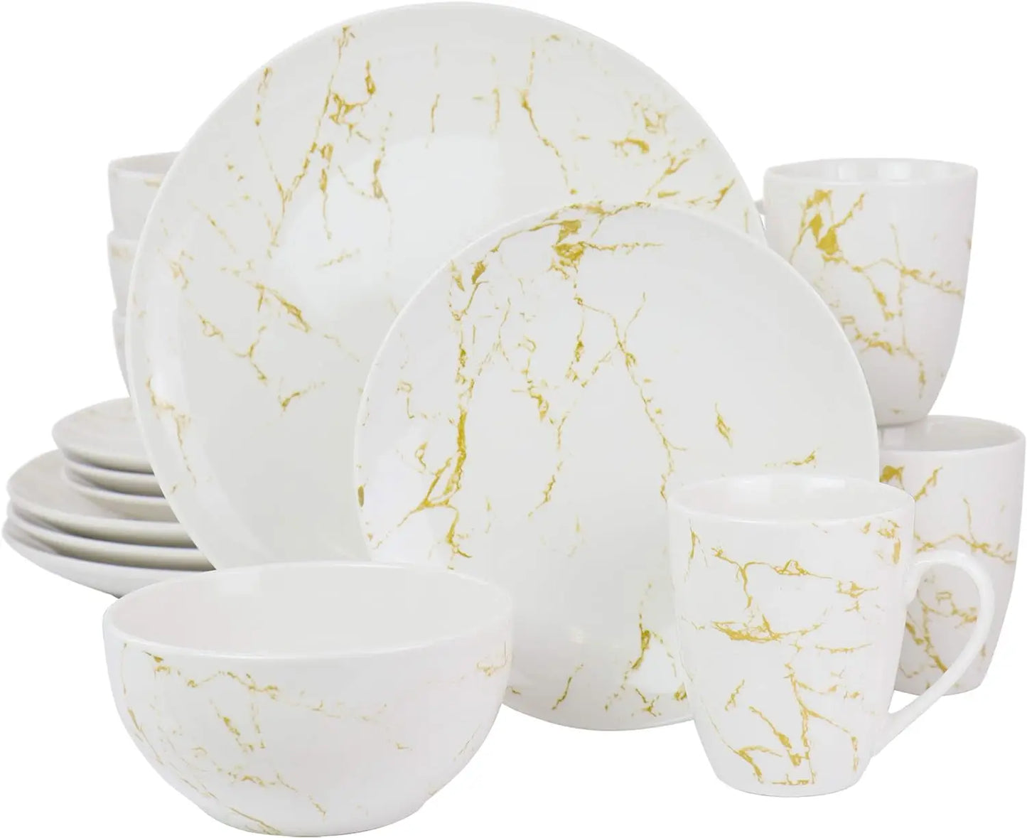 Fine Round Gloss Dinnerware Dish Set, 16 Piece,