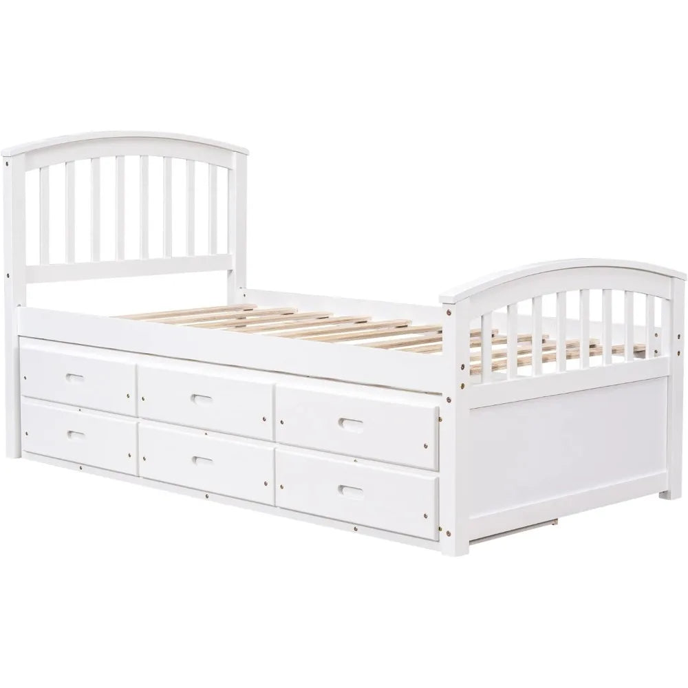 Twin Size Storage Daybed Bed Frame with 6 Drawers