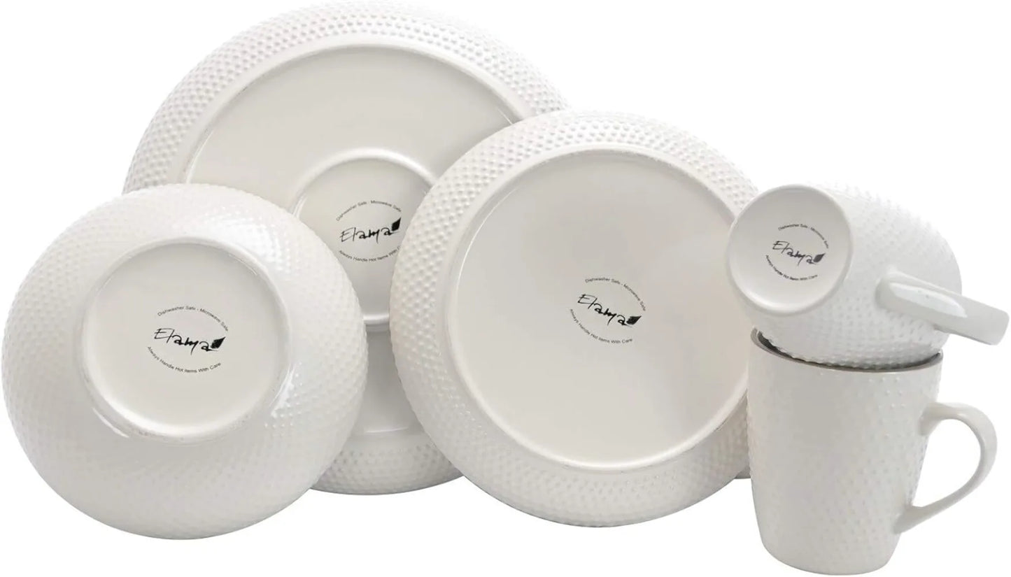 16 Piece, Round Stoneware Dish Set