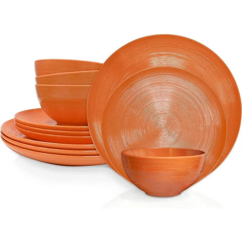 12 Piece Melamine Plastic Dinnerware Set